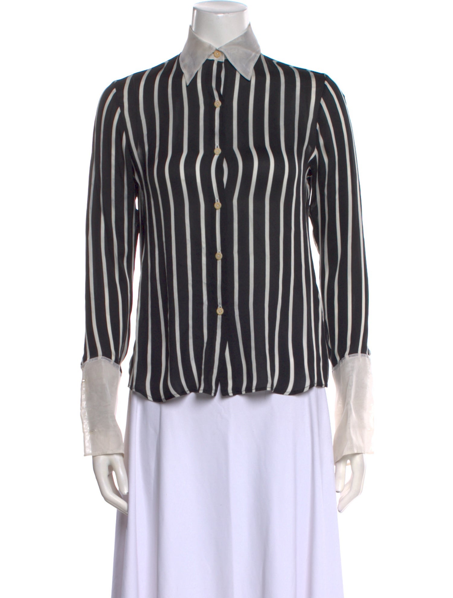 Ralph Lauren Collection Silk Striped Button-Up Top